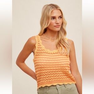 Hem & Thread Yellow and Orange Crochet Tank Top